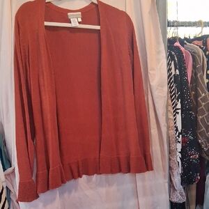 Coldwater Creek Terracotta Open Front Cardigan